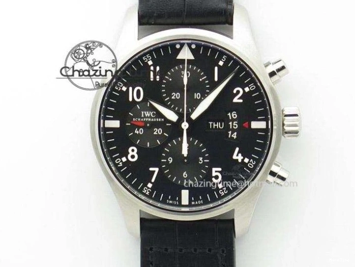 MIROTIME 0509 Pilot Chrono SS AZF 1:1 Best Edition Black Dial Orange Markers on Brown Leather Strap A EasyCare 7065